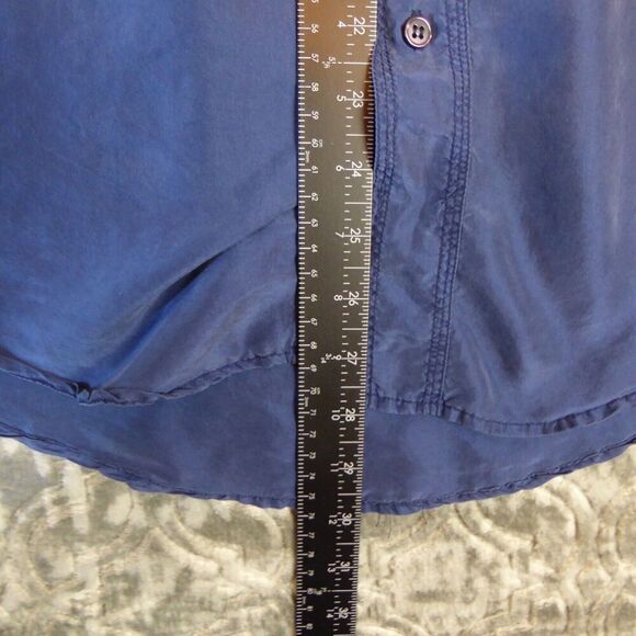 Vintage Ravi Shirt Men's Large Blue 100% Silk Lightweight Button Down Collared - Picture 4 of 6